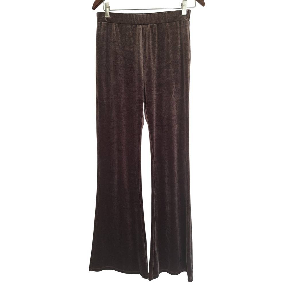 THML Anthropologie Women's velour chocolate flared pants Sz M
